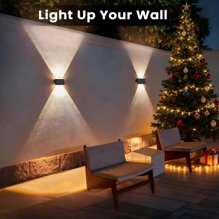 Picture of Solar Fence Lights Outdoor Garden, Ambient Atmosphere, 4-Pack Warm White, Up & Down Solar Wall Lights Outdoor, Waterproof, Fence Lights Solar Powered for Yard/Pool/Porch 