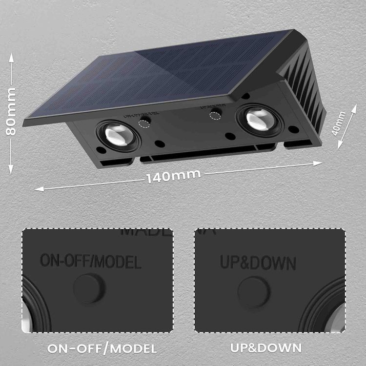 Picture of Solar Fence Lights Outdoor Garden, Ambient Atmosphere, 4-Pack Warm White, Up & Down Solar Wall Lights Outdoor, Waterproof, Fence Lights Solar Powered for Yard/Pool/Porch 