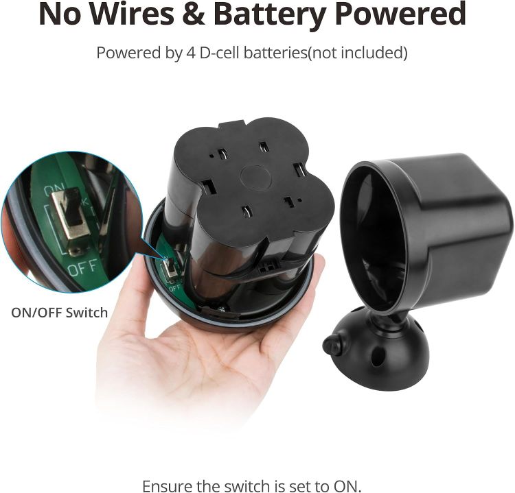 Picture of Battery Powered Outdoor Security Lights, 2 Pack, PIR Motion Sensor Cover 2 Outdoor Areas at Once, 120° Detection Angle, Up to 5 m Range, No-Wiring Installation, 20-Second Auto Shut-Off