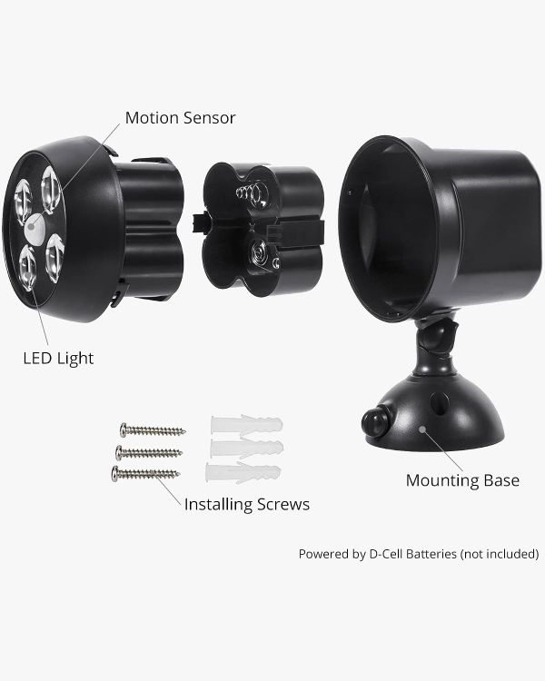 Picture of Battery Powered Outdoor Security Lights, 2 Pack, PIR Motion Sensor Cover 2 Outdoor Areas at Once, 120° Detection Angle, Up to 5 m Range, No-Wiring Installation, 20-Second Auto Shut-Off