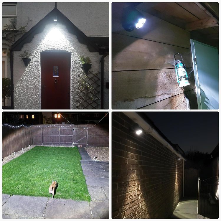 Picture of Battery Powered Outdoor Security Lights, 2 Pack, PIR Motion Sensor Cover 2 Outdoor Areas at Once, 120° Detection Angle, Up to 5 m Range, No-Wiring Installation, 20-Second Auto Shut-Off