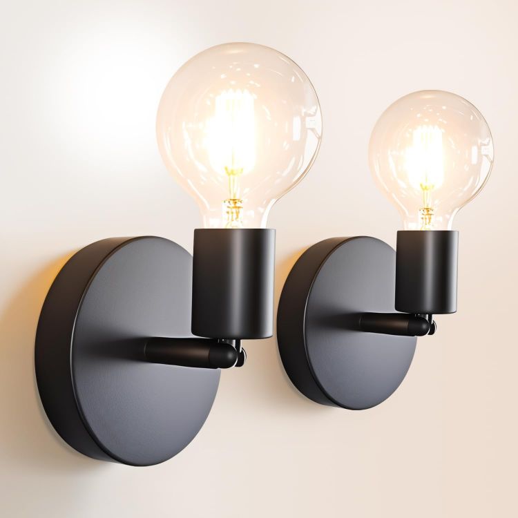 Picture of Wall Sconces 2 Pack, Black Wall Lights Industrial Up and Down, Indoor E27 Metal Vintage Wall Lamp Fixtures for Bedroom, Living Room, Kitchen, Hallway, Restaurant, Bar (Not Included Bulb) 