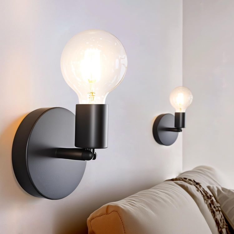 Picture of Wall Sconces 2 Pack, Black Wall Lights Industrial Up and Down, Indoor E27 Metal Vintage Wall Lamp Fixtures for Bedroom, Living Room, Kitchen, Hallway, Restaurant, Bar (Not Included Bulb) 