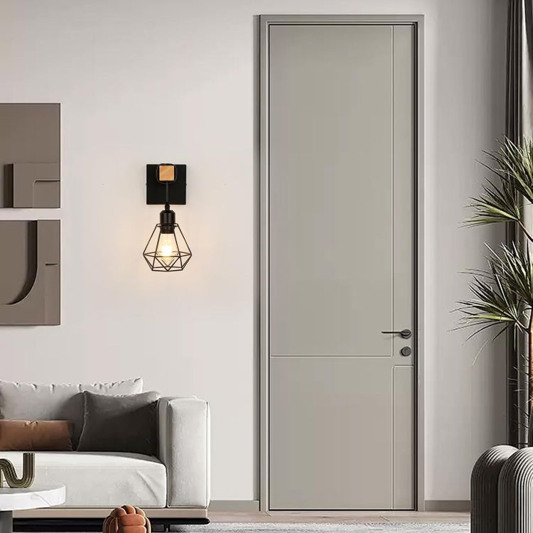 Picture of Wall Lights Indoor, Vintage Wood Lamp Black Brown, E27 Sconce Lights, Industrial Wall Mounted Lights Fittings, Rustic Lighting Fixtures for Living Room Bedrooms Hallway Stair 