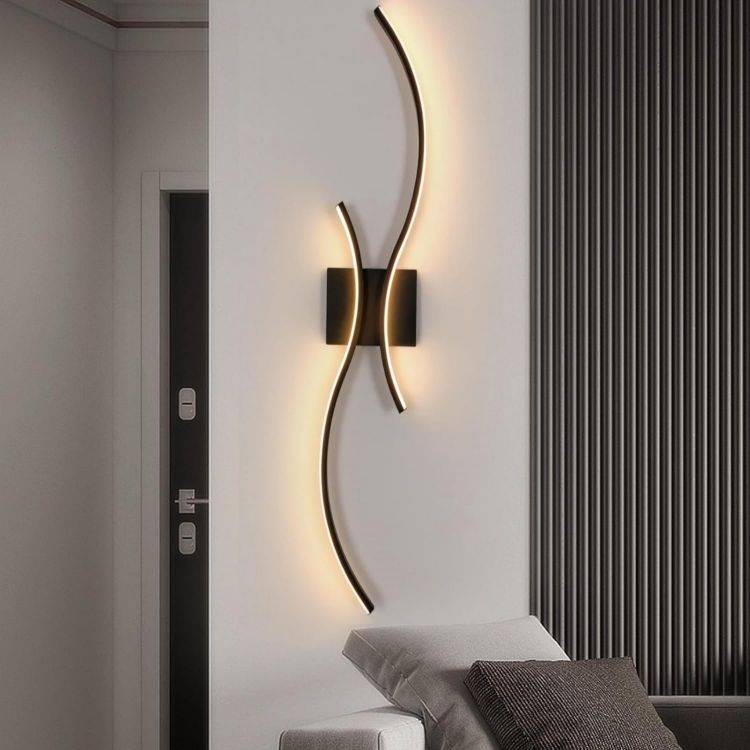 Picture of Modern LED Wall Lights Indoor, 27W LED Wall Light Warm White 3000K  80CM Long Wall Sconce for Bedroom Living Room Dining Room Corridor Hallway (Black)