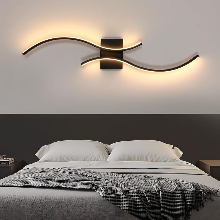 Picture of Modern LED Wall Lights Indoor, 27W LED Wall Light Warm White 3000K  80CM Long Wall Sconce for Bedroom Living Room Dining Room Corridor Hallway (Black)