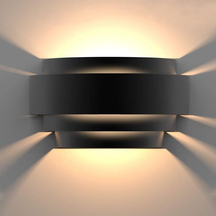 Picture of Black Wall Lights LED Up Down Modern Wall Lamp, 3000K Bulb Include  Indoor Wall Lights for Living Room Bedroom Corridor Hallway