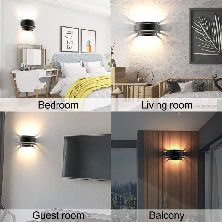 Picture of Black Wall Lights LED Up Down Modern Wall Lamp, 3000K Bulb Include  Indoor Wall Lights for Living Room Bedroom Corridor Hallway