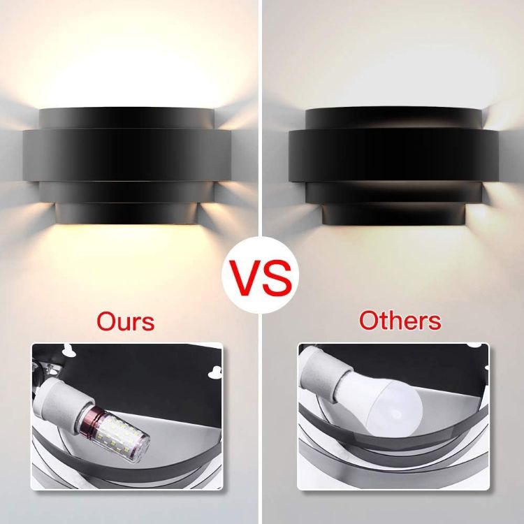 Picture of Black Wall Lights LED Up Down Modern Wall Lamp, 3000K Bulb Include  Indoor Wall Lights for Living Room Bedroom Corridor Hallway