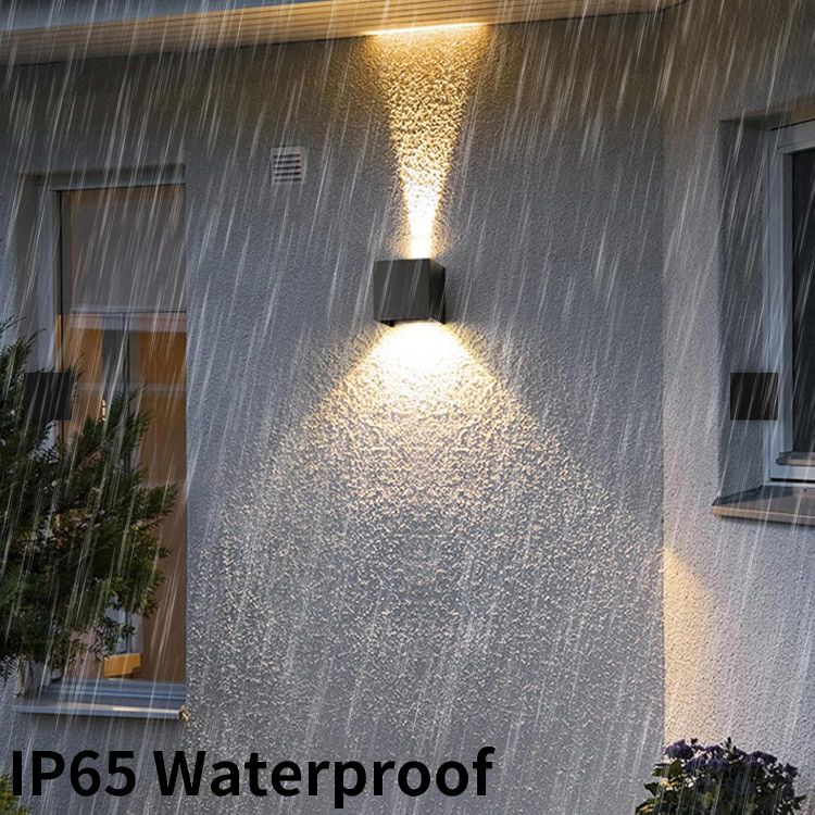 Picture of LED Wall Light Mains Powered 2pack,12W Up and Down Adjustable Beam 3000K Warm White Lights,Outdoor/Indoor IP65 Black Square Aluminium for Front Door,Garage,Porch,Living Room
