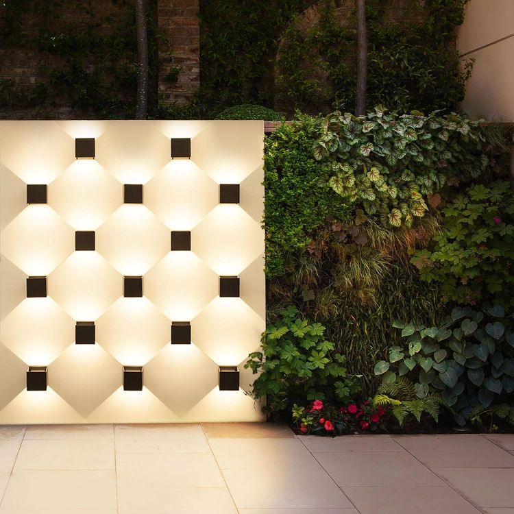 Picture of LED Wall Light Mains Powered 2pack,12W Up and Down Adjustable Beam 3000K Warm White Lights,Outdoor/Indoor IP65 Black Square Aluminium for Front Door,Garage,Porch,Living Room