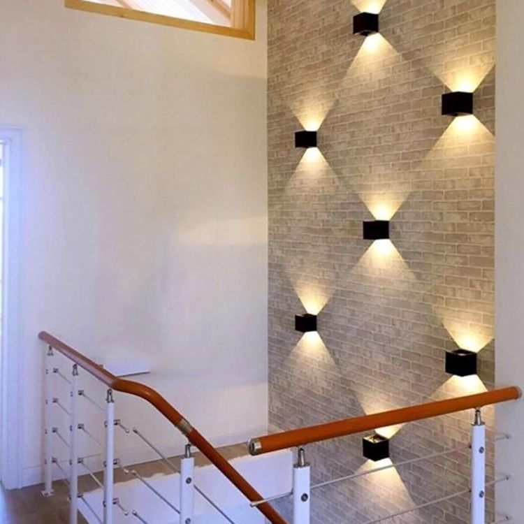 Picture of LED Wall Light Mains Powered 2pack,12W Up and Down Adjustable Beam 3000K Warm White Lights,Outdoor/Indoor IP65 Black Square Aluminium for Front Door,Garage,Porch,Living Room
