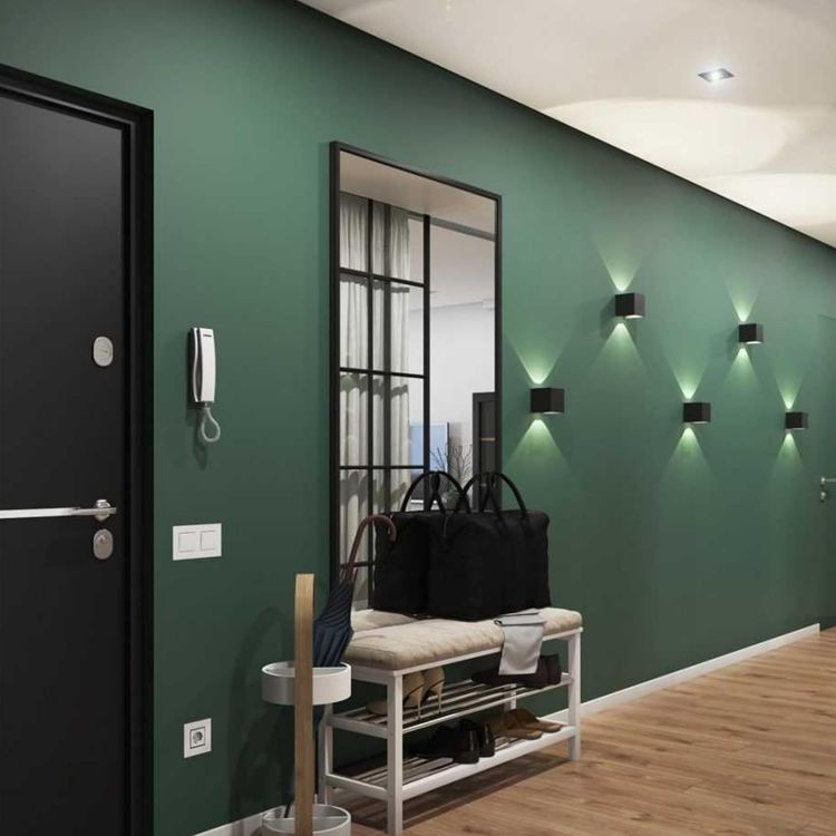 Picture of LED Wall Light Mains Powered 2pack,12W Up and Down Adjustable Beam 3000K Warm White Lights,Outdoor/Indoor IP65 Black Square Aluminium for Front Door,Garage,Porch,Living Room