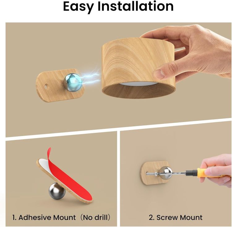 Picture of Battery Operated Wall Light, 1Pack LED Wall Lamp with 360°Adjustable Lighting Indoor Wall Light with 3 Color Modes 3 Brightness Levels Touch Control, Wall Mounted Lamp for Bedroom Reading Bedside