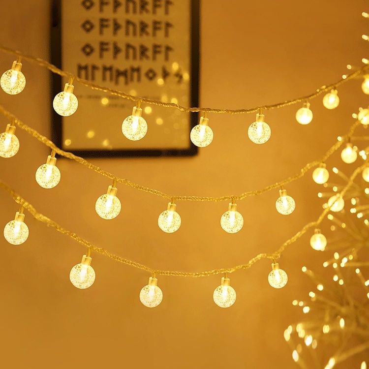 Picture of Globe Fairy Lights, 15M/49ft 100 LED Globe String Lights with Remote - USB or Battery Powered - 8 Modes - Outdoor Indoor String Fairy Lights for Christmas, Balcony, Gazebo, Garden, Camping