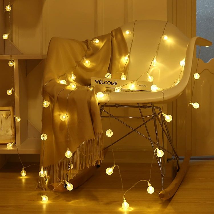 Picture of Globe Fairy Lights, 15M/49ft 100 LED Globe String Lights with Remote - USB or Battery Powered - 8 Modes - Outdoor Indoor String Fairy Lights for Christmas, Balcony, Gazebo, Garden, Camping