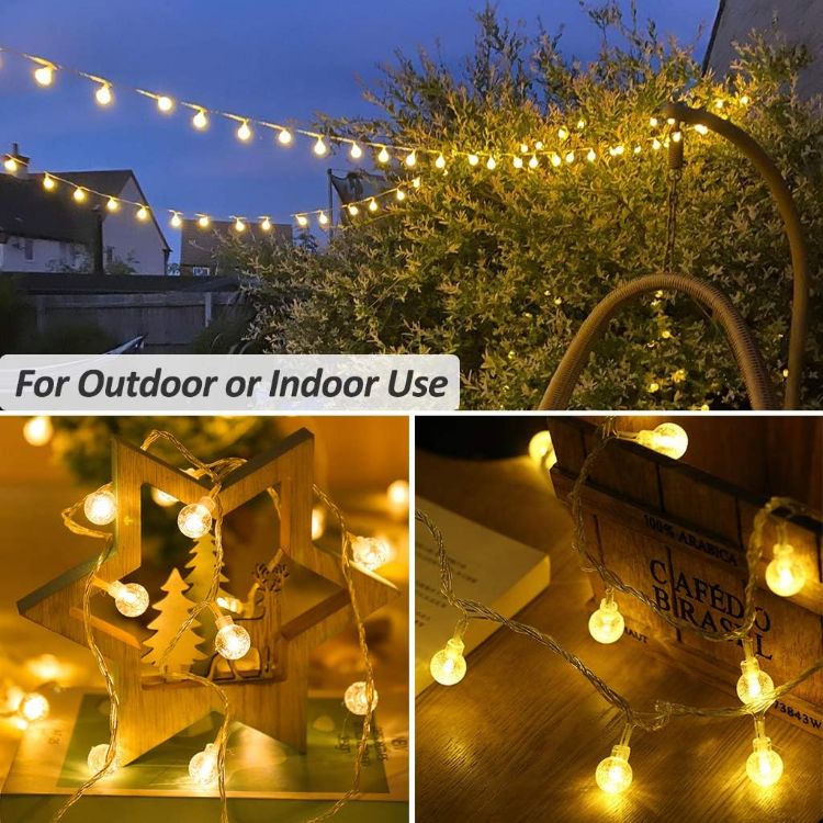 Picture of Globe Fairy Lights, 15M/49ft 100 LED Globe String Lights with Remote - USB or Battery Powered - 8 Modes - Outdoor Indoor String Fairy Lights for Christmas, Balcony, Gazebo, Garden, Camping
