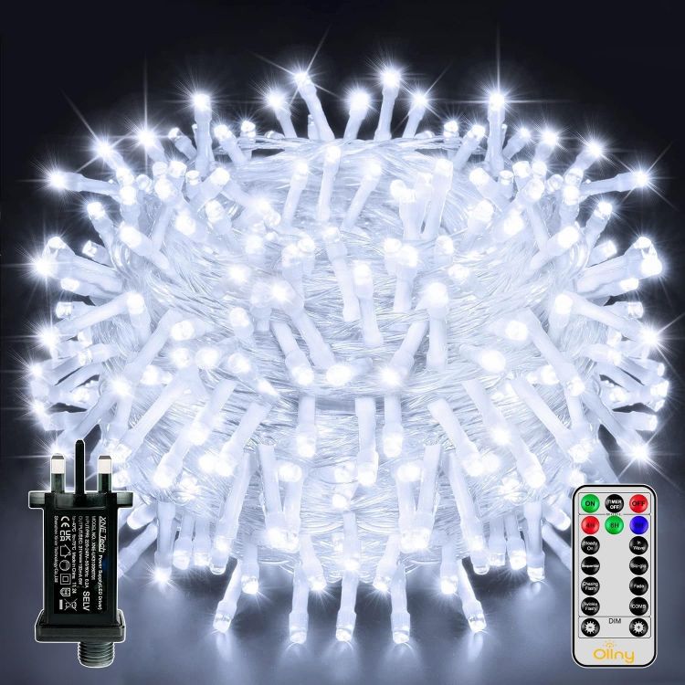 Picture of Fairy Lights Mains Powered 20m 200 LED Outdoor String Plug Remote  Waterproof/Cool White Light/8 Modes/Timer, Bright Lighting Outside Indoor Garden Wedding Christmas Tree Xmas Decorations