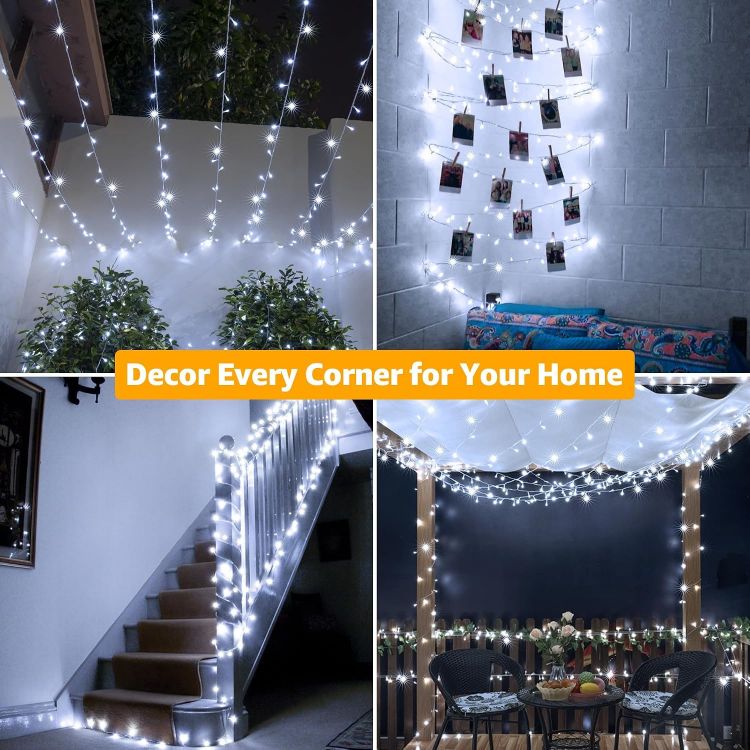 Picture of Fairy Lights Mains Powered 20m 200 LED Outdoor String Plug Remote  Waterproof/Cool White Light/8 Modes/Timer, Bright Lighting Outside Indoor Garden Wedding Christmas Tree Xmas Decorations