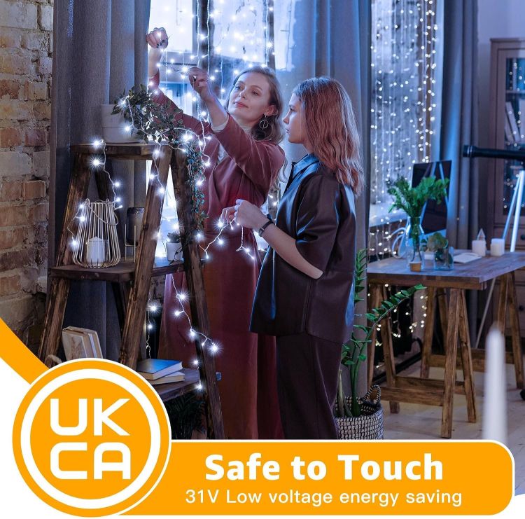 Picture of Fairy Lights Mains Powered 20m 200 LED Outdoor String Plug Remote  Waterproof/Cool White Light/8 Modes/Timer, Bright Lighting Outside Indoor Garden Wedding Christmas Tree Xmas Decorations
