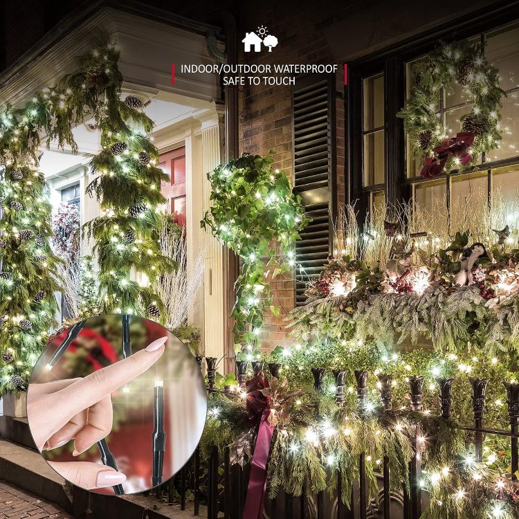 Picture of Christmas Tree Cluster Lights 1000 LED, 12m Lit Length, Warm White Waterproof, Plug in, 8 Hours On Timer, 8 Light Modes, Indoor & Outdoor Use