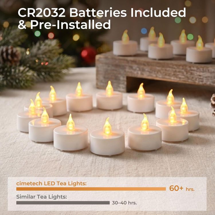 Picture of 12 Pack Flameless Candles with Remote Control & Timer [Energy Class A++] Safe Realistic Flickering Battery Operated LED Tea Lights for Home, Table, Halloween, Christmas, Wedding and Party Decoration