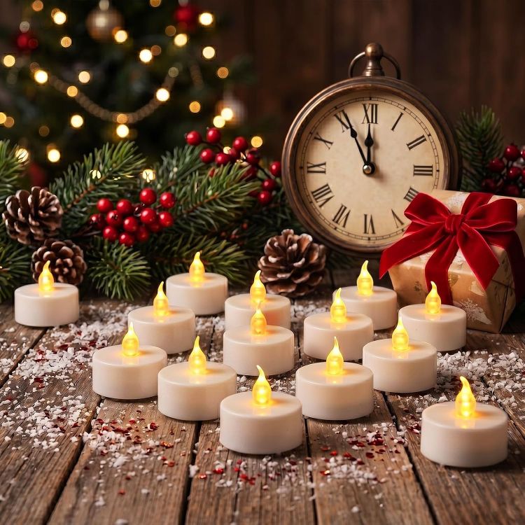 Picture of 12 Pack Flameless Candles with Remote Control & Timer [Energy Class A++] Safe Realistic Flickering Battery Operated LED Tea Lights for Home, Table, Halloween, Christmas, Wedding and Party Decoration