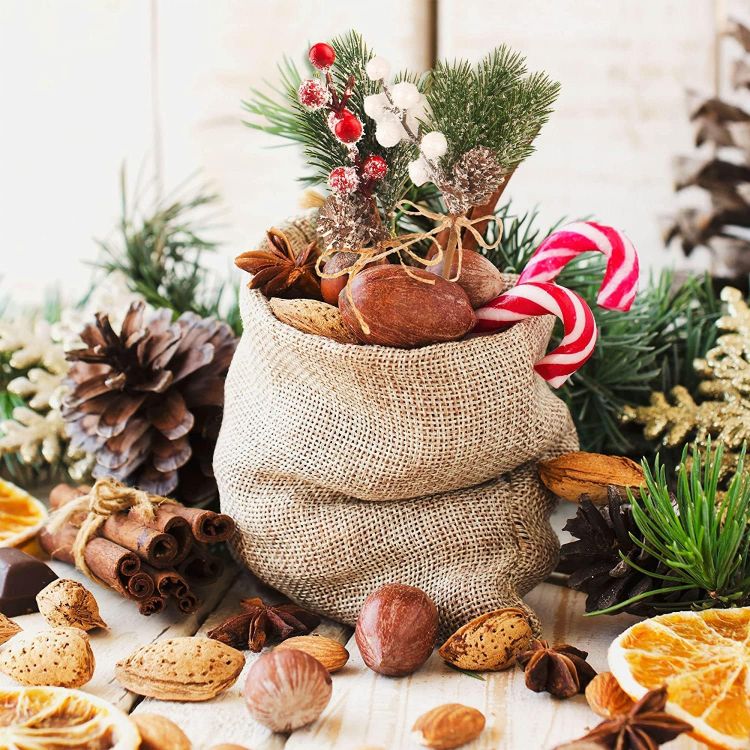 Picture of 10pcs Christmas Artificial Red and White Berries Stems, Berries Picks Berry Branches Xmas Wreath Crafts Wedding Winter Home Decoration
