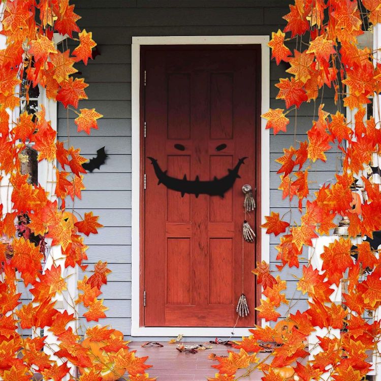 Picture of 12 Pcs Autumn Artificial Maple Leaves Garland, Autumn Decorations Autumn Thanksgiving Garland Decor, Fake Fall Leaves Garland Decorations for Thanksgiving Christmas Harvest Festival
