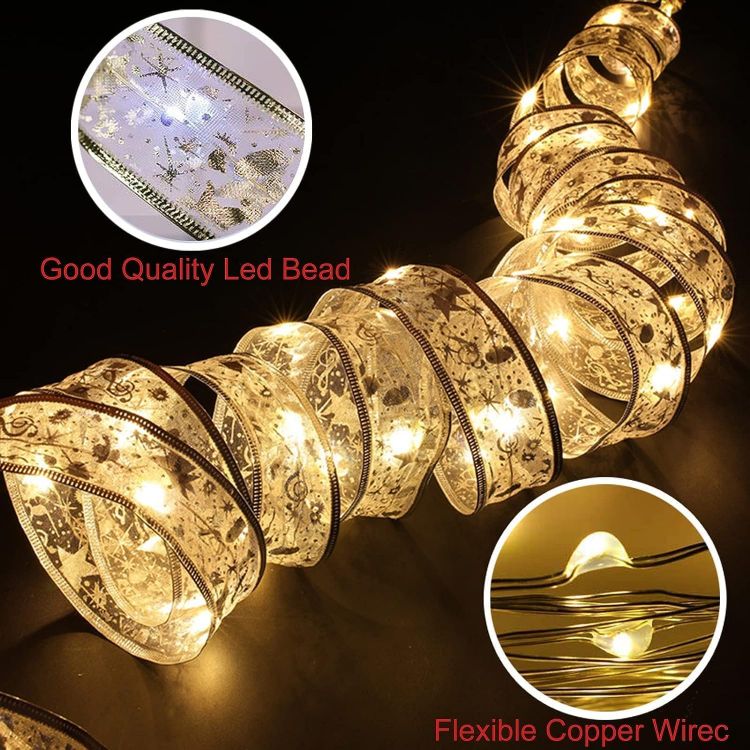 Picture of Christmas Tree Lights, 19ft/6m 60 LED Christmas Tree Ribbon Waterproof Fairy Lights Decorations Curtain Lights Hanging Fairy Lights for Bedroom Wall Garden Patio Decorations 