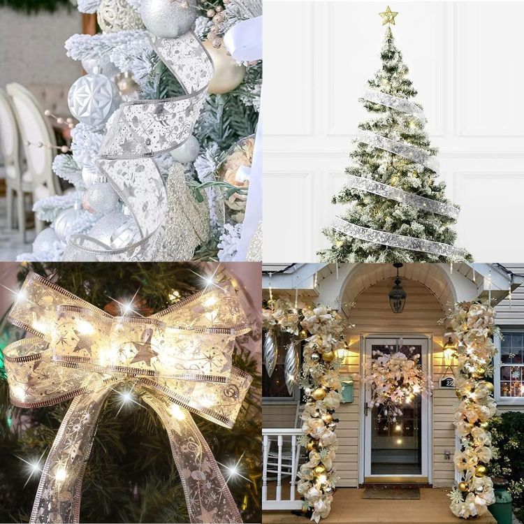 Picture of Christmas Tree Lights, 19ft/6m 60 LED Christmas Tree Ribbon Waterproof Fairy Lights Decorations Curtain Lights Hanging Fairy Lights for Bedroom Wall Garden Patio Decorations 