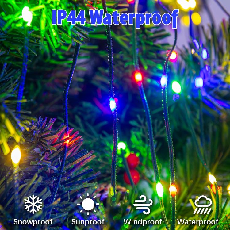Picture of Christmas Tree Lights, 480 LED 3M x 16 Lines Xmas Tree Lights Plug in with 8 Modes/Timer/Memory, Waterproof Multicoloured Christmas Decoration Fairy Lights Easy to Install for 6-12ft Tree 