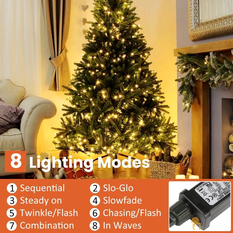 Picture of Christmas Tree Net Lights - 6.6FT x 16Line 400LEDs, Waterproof, Plug-In, 8 Modes Warm White for Indoor and Outdoor Use