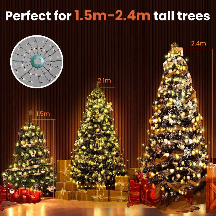 Picture of Christmas Tree Net Lights - 6.6FT x 16Line 400LEDs, Waterproof, Plug-In, 8 Modes Warm White for Indoor and Outdoor Use