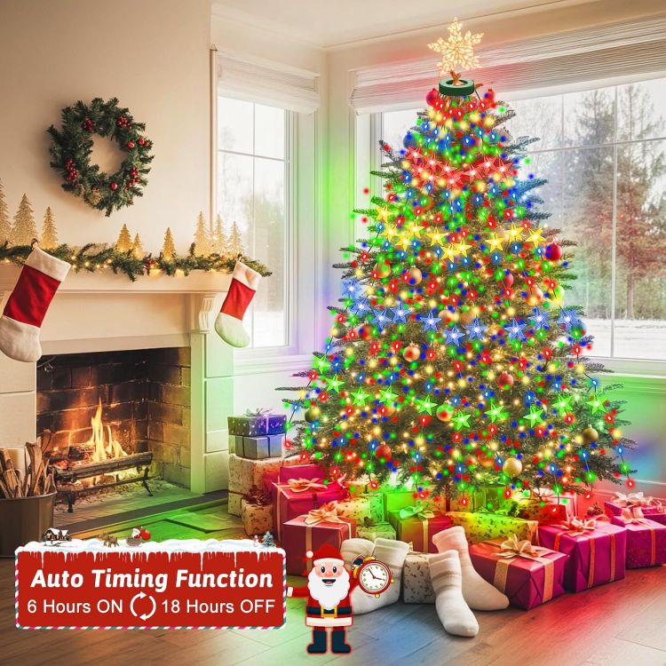 Picture of Christmas Tree Lights, 2M x16 Lines 400 LEDs Star Fairy Lights Plug in with Timer 8 Twinkle Modes Memory Waterproof for 5-10Ft Christmas Tree Indoor and Outdoor- Warm White