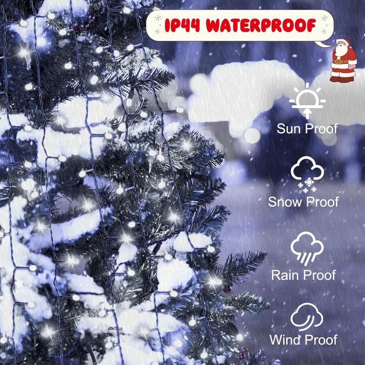 Picture of Christmas Tree Lights, 9.84Ft/3M 16 Strands 592 LED Cool White String Lights Plug in with 8 Lighting Modes for Indoor Outdoor Xmas Tree Wedding Party Decoration