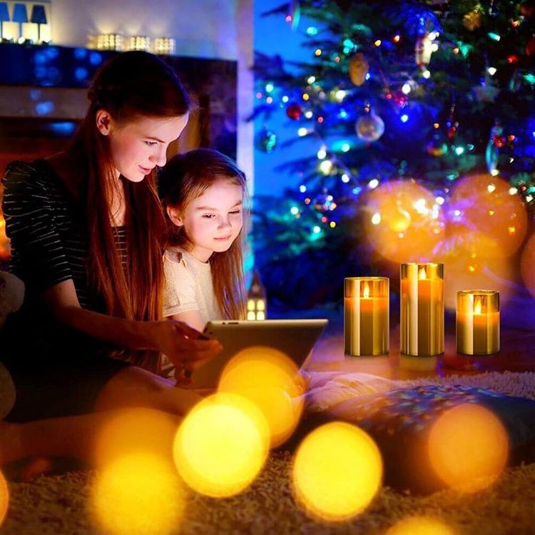 Picture of Candle Flameless Led Candles Light Flickering,Real Wax Fake Wick Moving Flame Faux Wickless Pillar,with Timer Remote,Suit for Festival Wedding Home Party Halloween Decorations