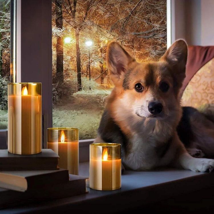 Picture of Candle Flameless Led Candles Light Flickering,Real Wax Fake Wick Moving Flame Faux Wickless Pillar,with Timer Remote,Suit for Festival Wedding Home Party Halloween Decorations