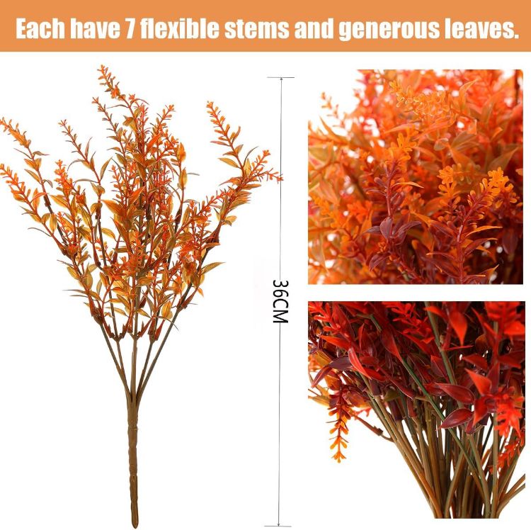 Picture of 12 Bundles Artificial Fall Flowers No Fade Faux Autumn Plants,Fake Indoor Outdoor Greenery for Thanksgiving Christmas Wedding Party Home Garden Décor (Autumn)