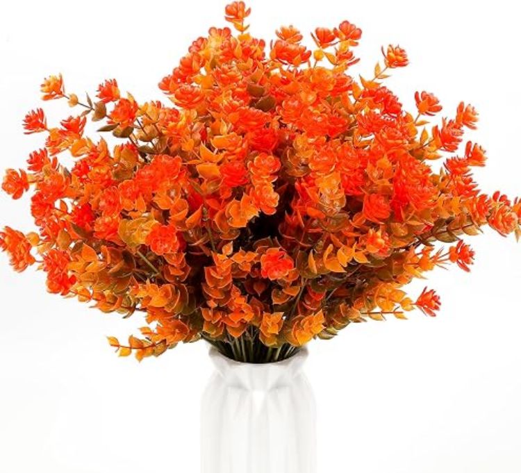 Picture of 12 Bundles Artificial Fall Flowers No Fade Faux Autumn Plants,Fake Indoor Outdoor Greenery for Thanksgiving Christmas Wedding Party Home Garden Décor (Autumn)