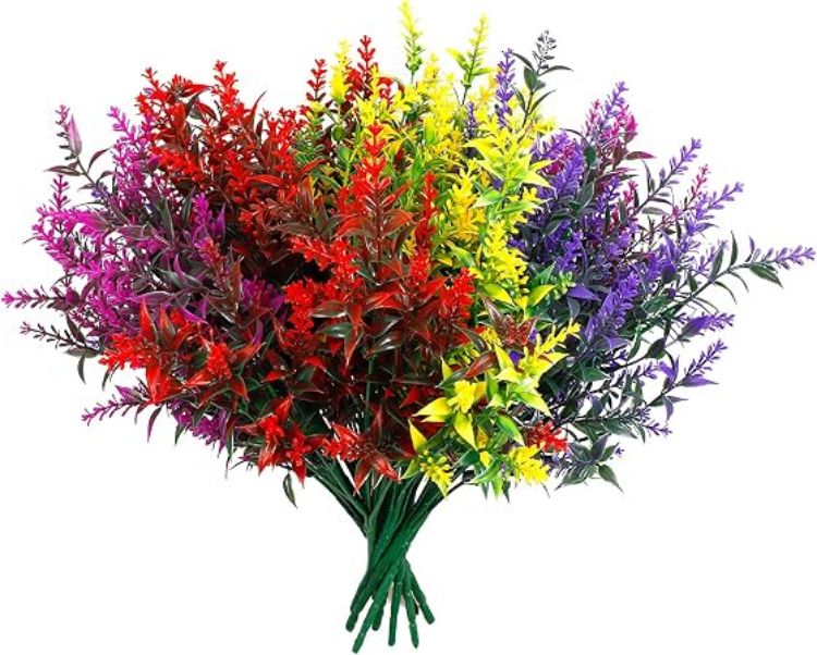 Picture of 12 Bundles Artificial Fall Flowers No Fade Faux Autumn Plants,Fake Indoor Outdoor Greenery for Thanksgiving Christmas Wedding Party Home Garden Décor (Autumn)