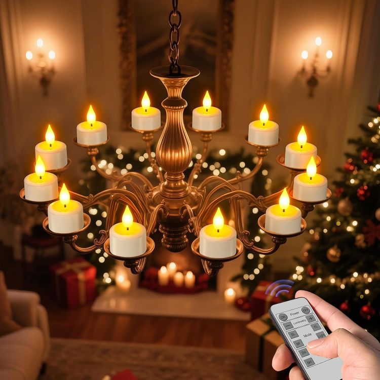 Picture of Rechargeable Tea Lights, 6 Packs Flameless Battery Electric LED Candles with Remote Timer, Rechargeable Candles with USB-C Cable for Home Room Bedroom Halloween Christmas Decorations