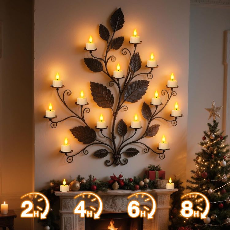 Picture of Rechargeable Tea Lights, 6 Packs Flameless Battery Electric LED Candles with Remote Timer, Rechargeable Candles with USB-C Cable for Home Room Bedroom Halloween Christmas Decorations