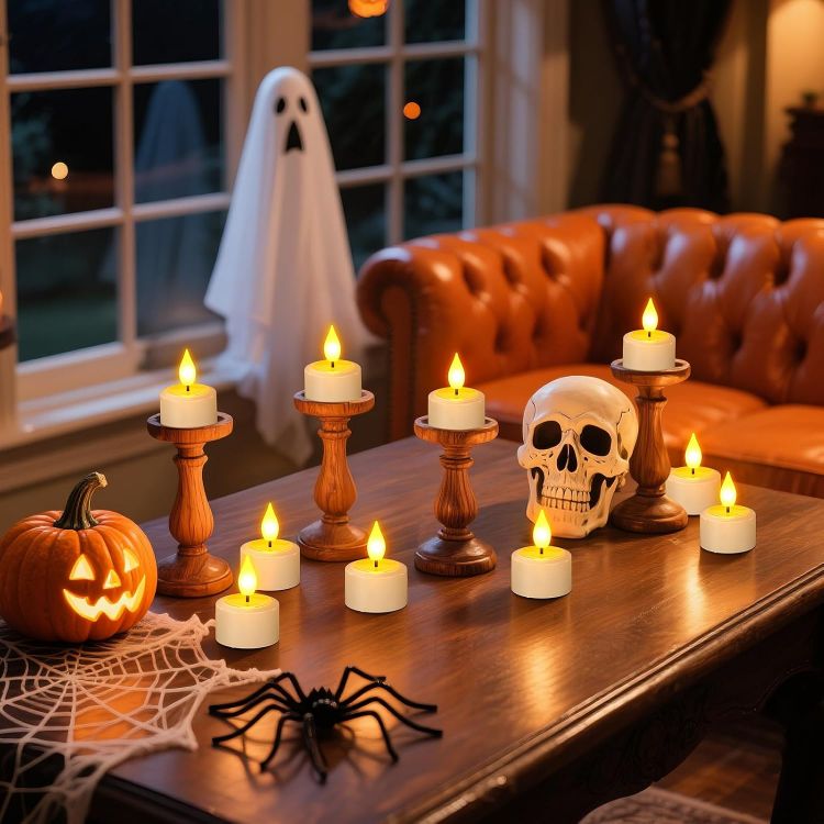 Picture of Rechargeable Tea Lights, 6 Packs Flameless Battery Electric LED Candles with Remote Timer, Rechargeable Candles with USB-C Cable for Home Room Bedroom Halloween Christmas Decorations