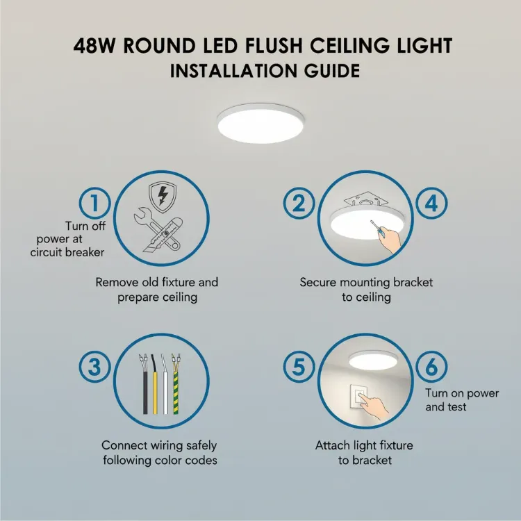 Picture of 48W Round LED Ceiling Light – Flush Mount Design – Warm white – Energy-Efficient Modern Ceiling Light for Homes, Kitchens, Bedrooms & UK Spaces