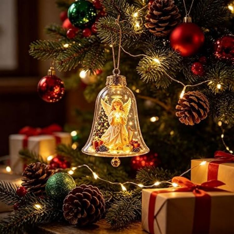 Picture of 3D Glowing Christmas Story Ornament, Miniature Xmas Scene in Clear Acrylic Ball with Warm Led Light, Festive Keepsake Gift for Home Xmas Party Decoration