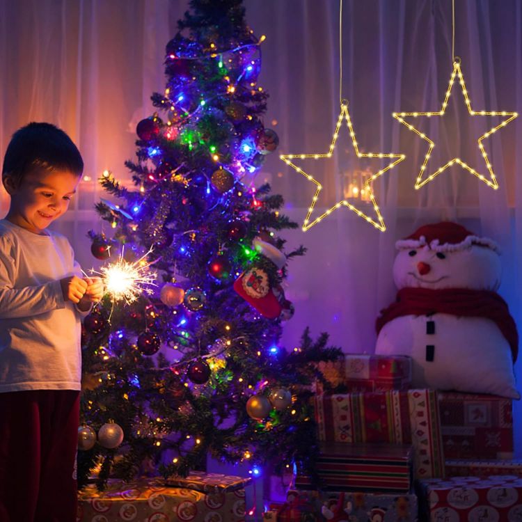 Picture of Christmas Window Lights 3 Packs Battery Operated Star Christmas Lights with 8 Modes & Remote 45 LED Window Warm Light for Party Indoor Outdoor Window Xmas Decoration