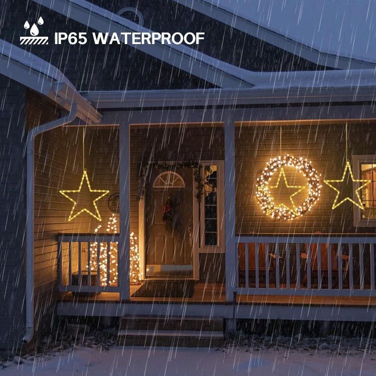 Picture of Christmas Window Lights 3 Packs Battery Operated Star Christmas Lights with 8 Modes & Remote 45 LED Window Warm Light for Party Indoor Outdoor Window Xmas Decoration