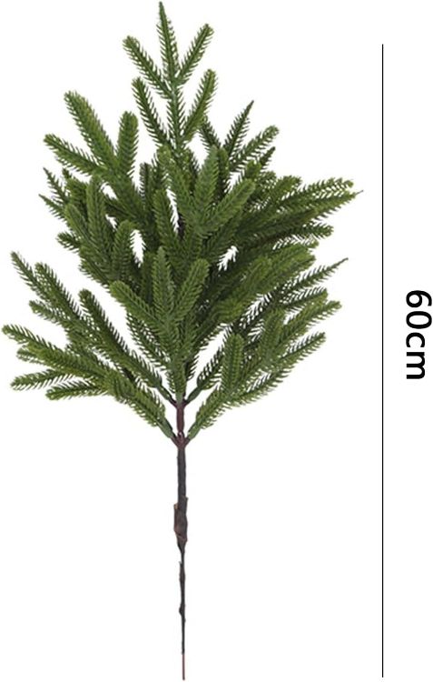 Picture of 7pcs Artificial Pine Branches, 60cm Pre-Lit Pine Stems, Christmas Real Touch Norfolk Stems,Lighted Norfolk P-ine Branches for DIY Wreaths, Vase Fillers, Indoor Outdoor Decor, Christmas Decor (7pcs)