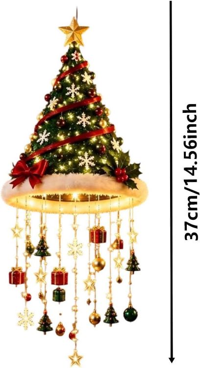 Picture of Lighted Santa Hat Hanging Chandelier,Hanging Christmas Ornaments Glowing Santa Hat Hanging Chandelier, 3 Styles Warm LED Christmas String LightIndoor Outdoor Hanging Holiday Lighting Decor
